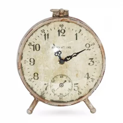 Promo 💯 Table Clocks Zentique Vintage Antique Beige Distressed Table Clock 💯