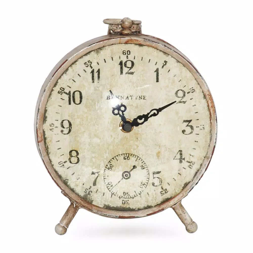 Promo ๐ฏ Table Clocks Zentique Vintage Antique Beige Distressed Table Clock ๐ฏ
