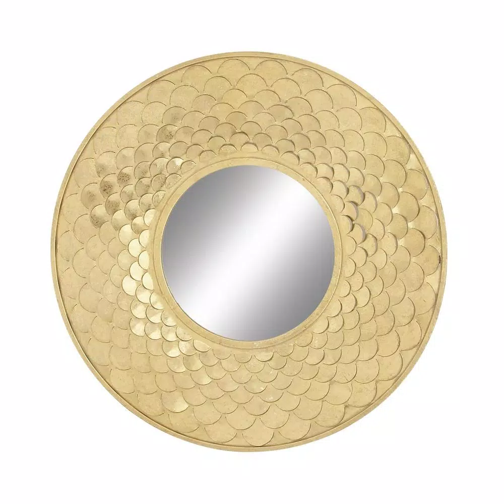 Outlet π Wall Mirrors LITTON LANE Medium Round Gold Contemporary Mirror (32 In. H X 32 In. W) β