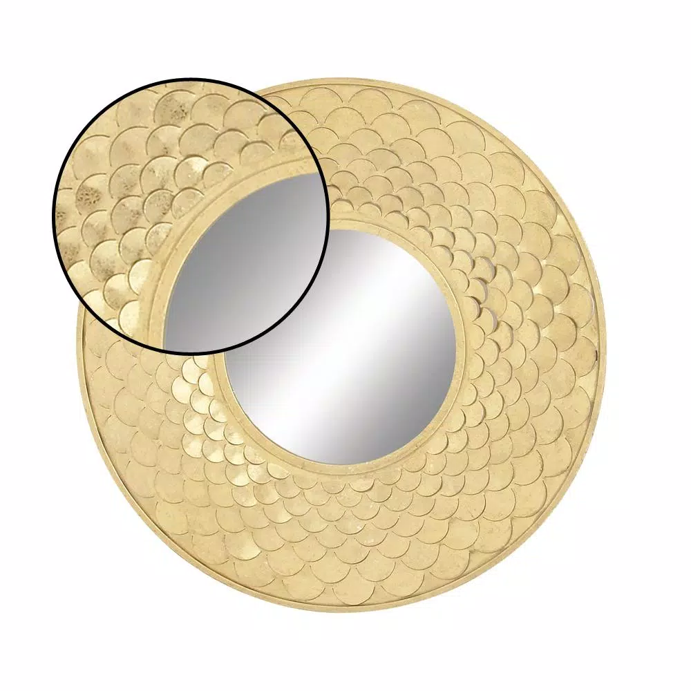 Outlet π Wall Mirrors LITTON LANE Medium Round Gold Contemporary Mirror (32 In. H X 32 In. W) β - Image 3