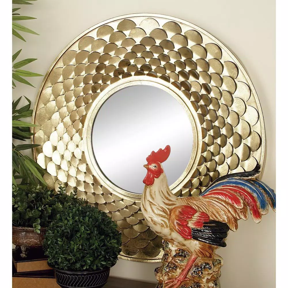 Outlet π Wall Mirrors LITTON LANE Medium Round Gold Contemporary Mirror (32 In. H X 32 In. W) β - Image 5