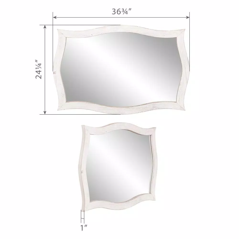 Deals π Wall Mirrors Pinnacle Medium Rectangle Whitewash Hooks Mirror (24.25 In. H X 36.75 In. W) π - Image 3