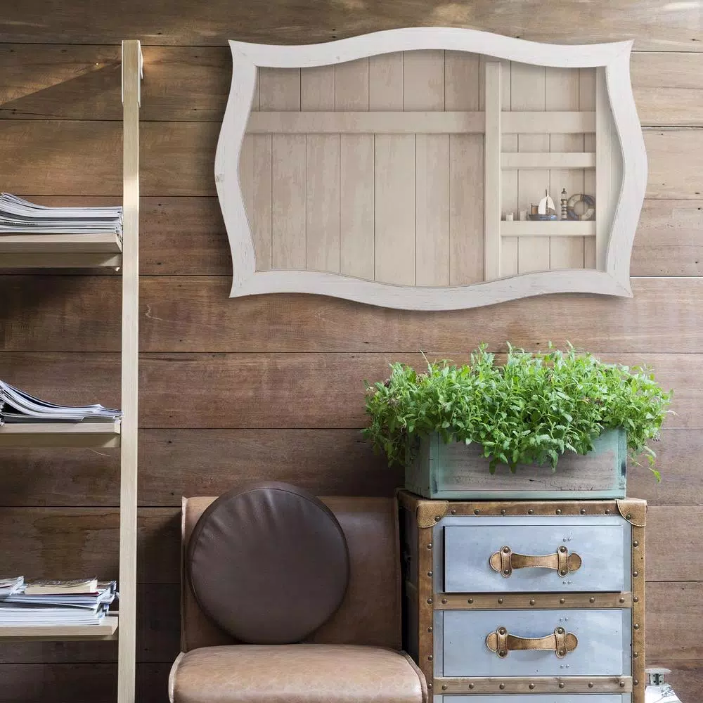 Deals π Wall Mirrors Pinnacle Medium Rectangle Whitewash Hooks Mirror (24.25 In. H X 36.75 In. W) π - Image 6