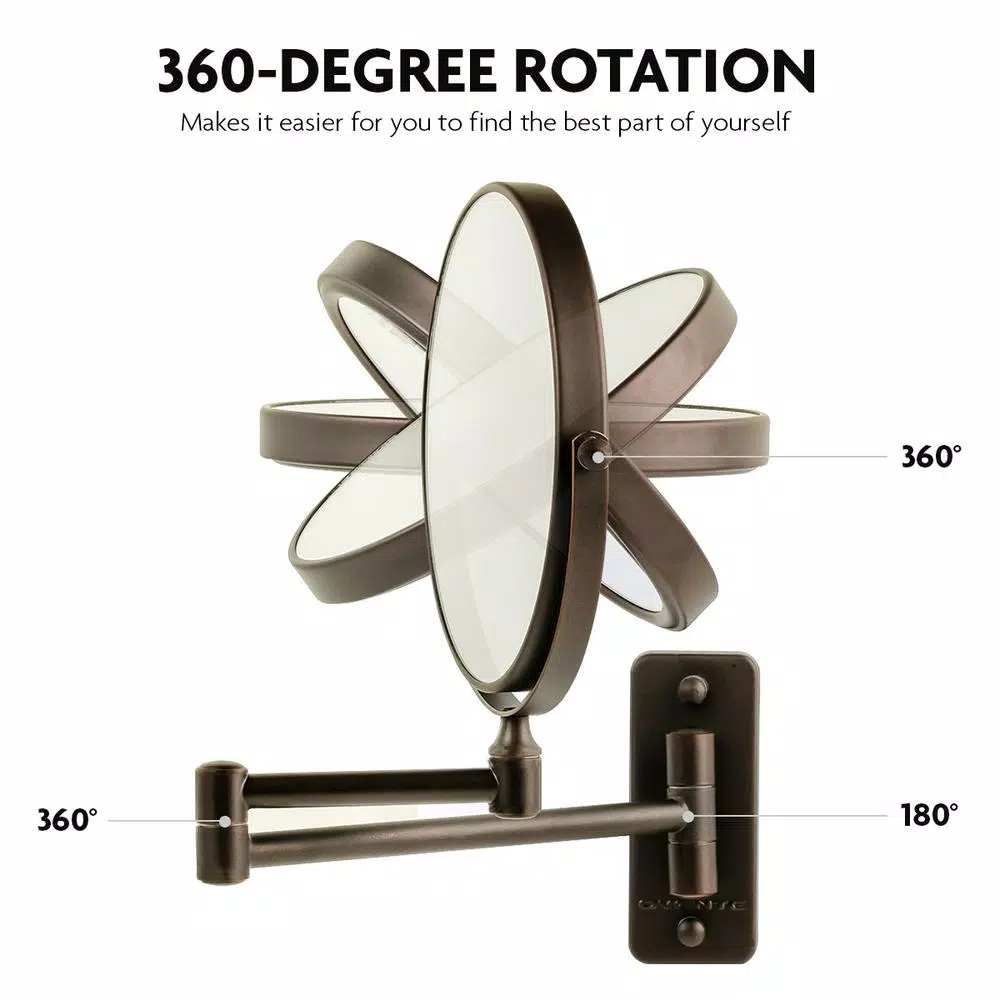 Cheapest β¨ Wall Mirrors Ovente Small Round Wall Mounted Antique Bronze Makeup Mirror (11 In. H X 1.4 In. W), 1x-10x Magnification π - Image 2