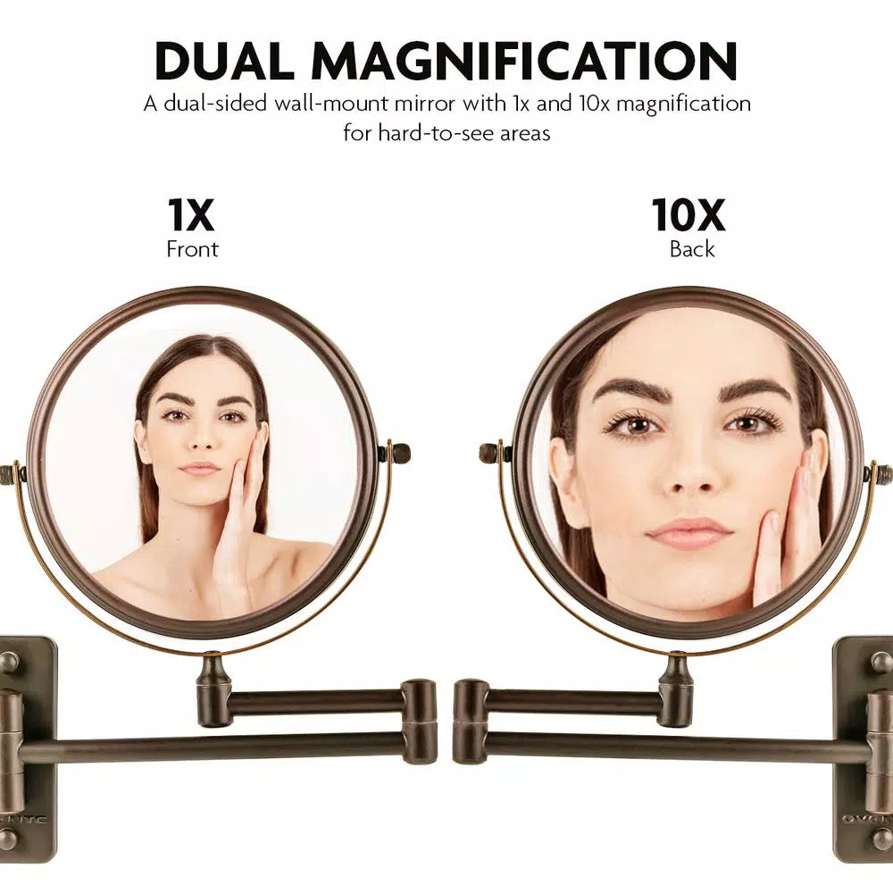 Cheapest β¨ Wall Mirrors Ovente Small Round Wall Mounted Antique Bronze Makeup Mirror (11 In. H X 1.4 In. W), 1x-10x Magnification π - Image 3