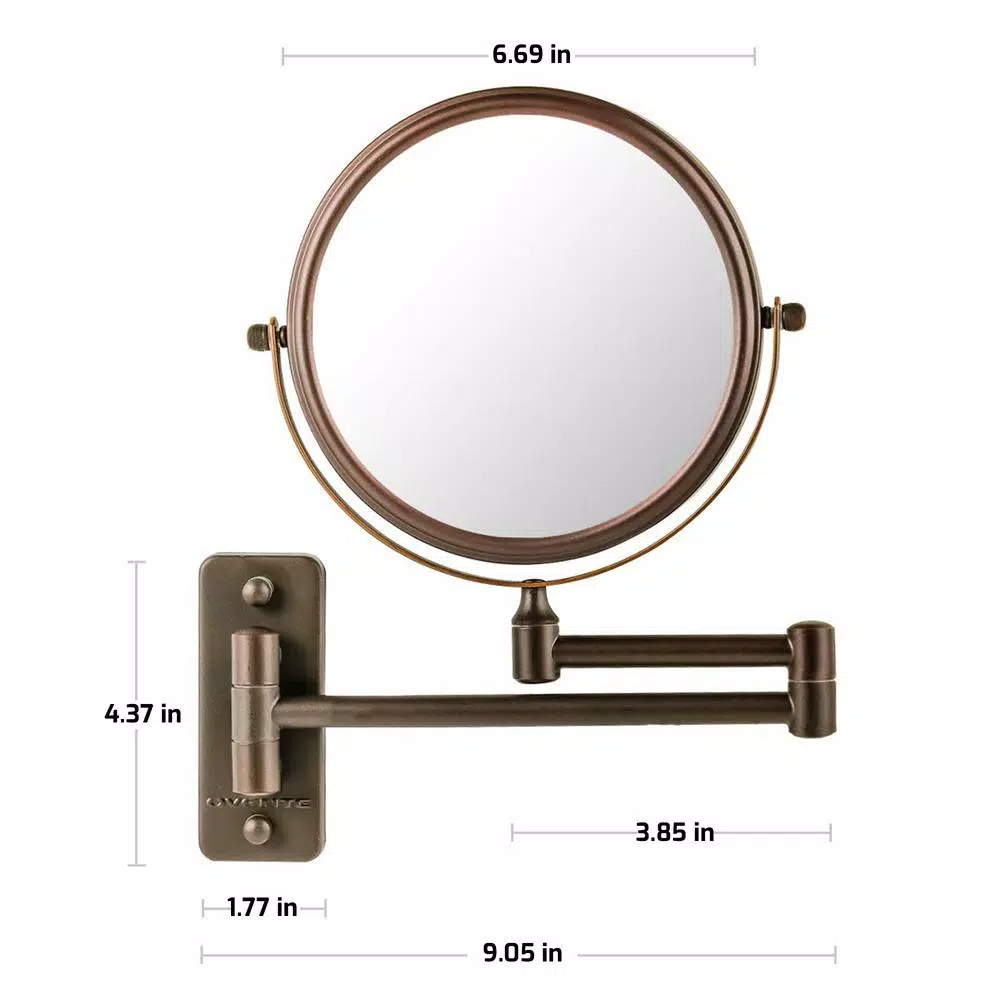 Cheapest β¨ Wall Mirrors Ovente Small Round Wall Mounted Antique Bronze Makeup Mirror (11 In. H X 1.4 In. W), 1x-10x Magnification π - Image 5