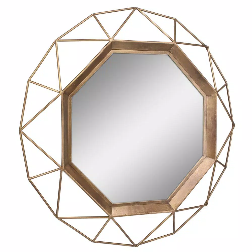 Best reviews of π Wall Mirrors Stonebriar Collection Medium Round Gold Art Deco Mirror (29.75 In. H X 29.75 In. W) βοΈ - Image 2