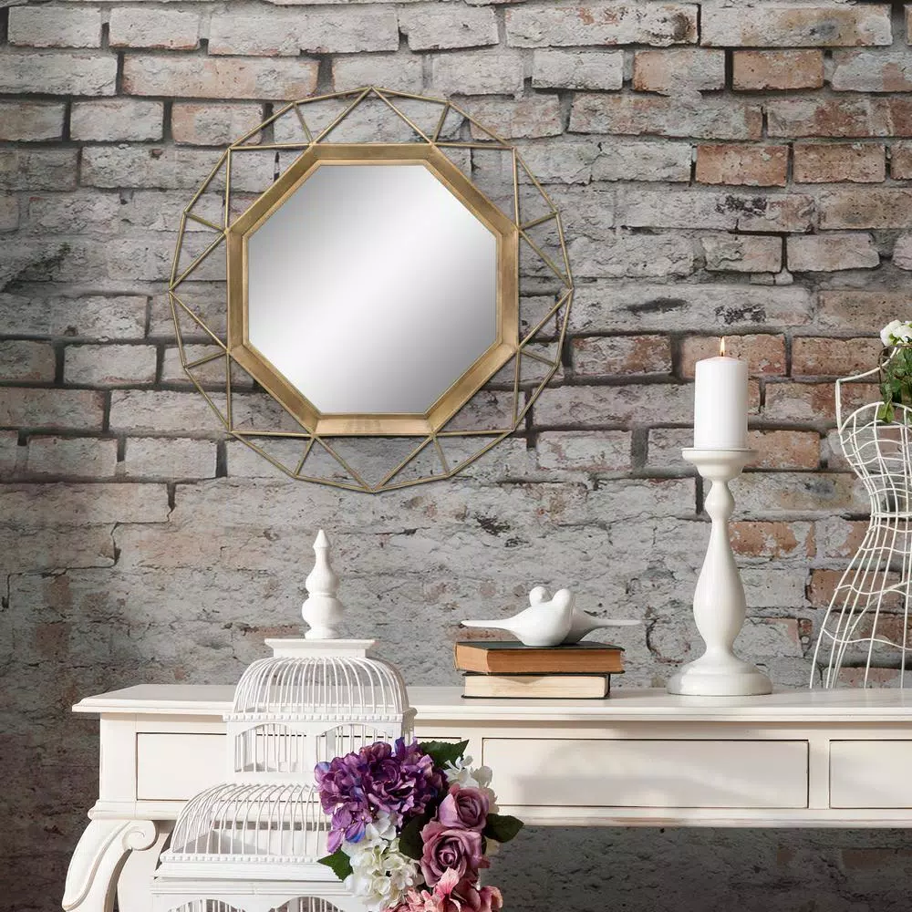 Best reviews of π Wall Mirrors Stonebriar Collection Medium Round Gold Art Deco Mirror (29.75 In. H X 29.75 In. W) βοΈ - Image 5