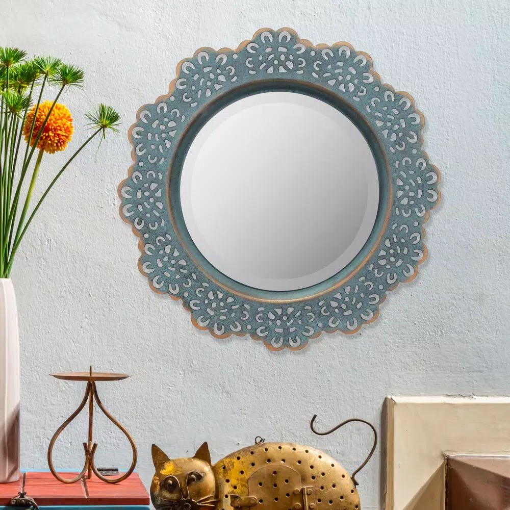 Cheapest ๐ Wall Mirrors Stonebriar Collection Small Round Blue Casual Mirror (12.5 In. H X 12.5 In. W) โค๏ธ