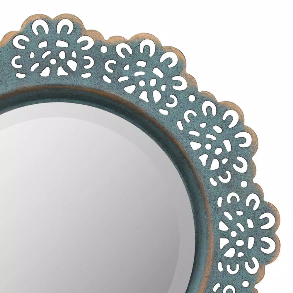 Cheapest ๐ Wall Mirrors Stonebriar Collection Small Round Blue Casual Mirror (12.5 In. H X 12.5 In. W) โค๏ธ - Image 2