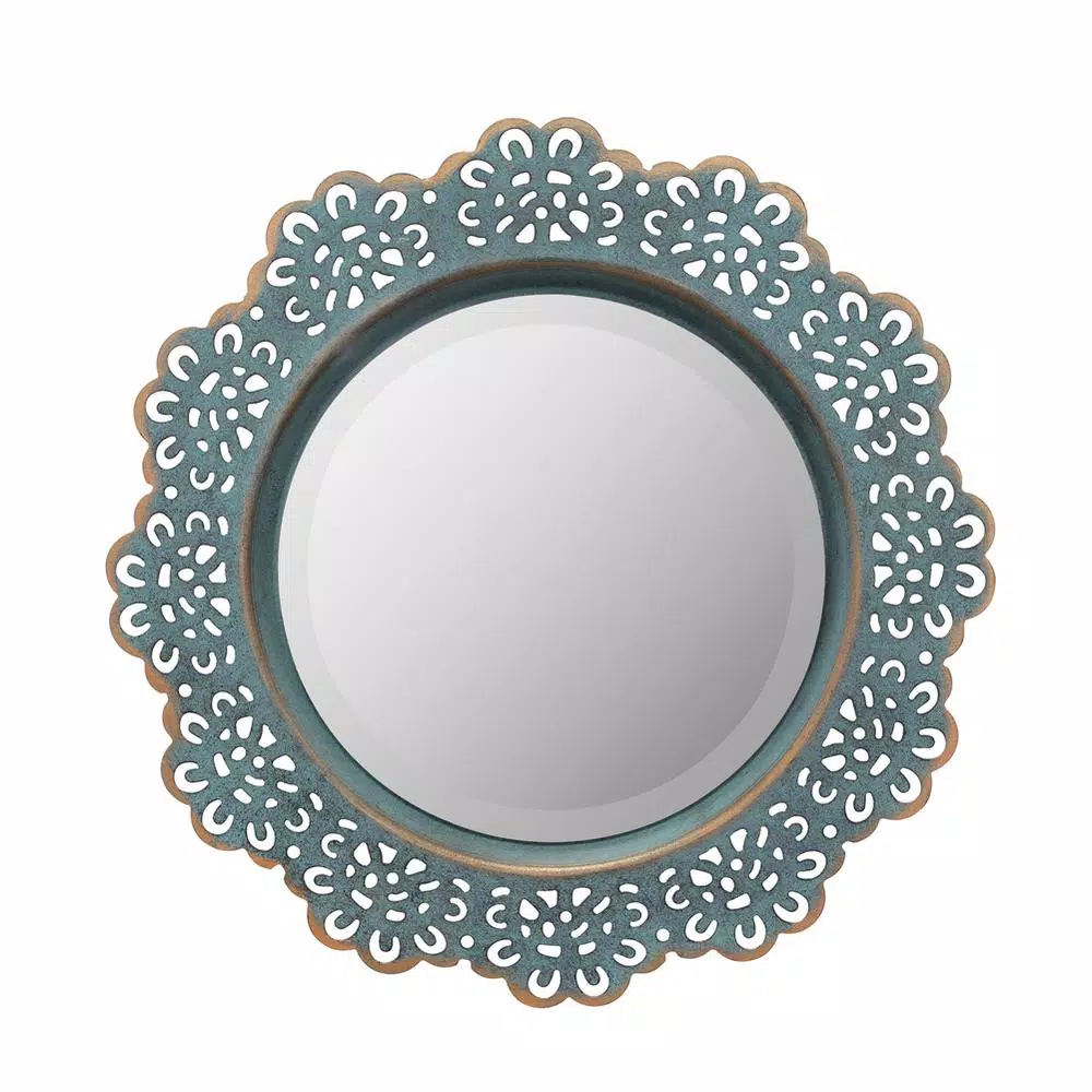 Cheapest ๐ Wall Mirrors Stonebriar Collection Small Round Blue Casual Mirror (12.5 In. H X 12.5 In. W) โค๏ธ - Image 3