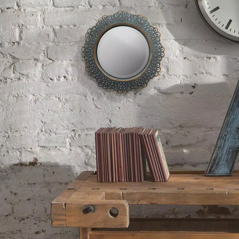 Cheapest ๐ Wall Mirrors Stonebriar Collection Small Round Blue Casual Mirror (12.5 In. H X 12.5 In. W) โค๏ธ - Image 5
