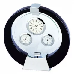 Deals 😀 Table Clocks Heim Concept Clock, Thermometer And Hygrometer-Black 😀