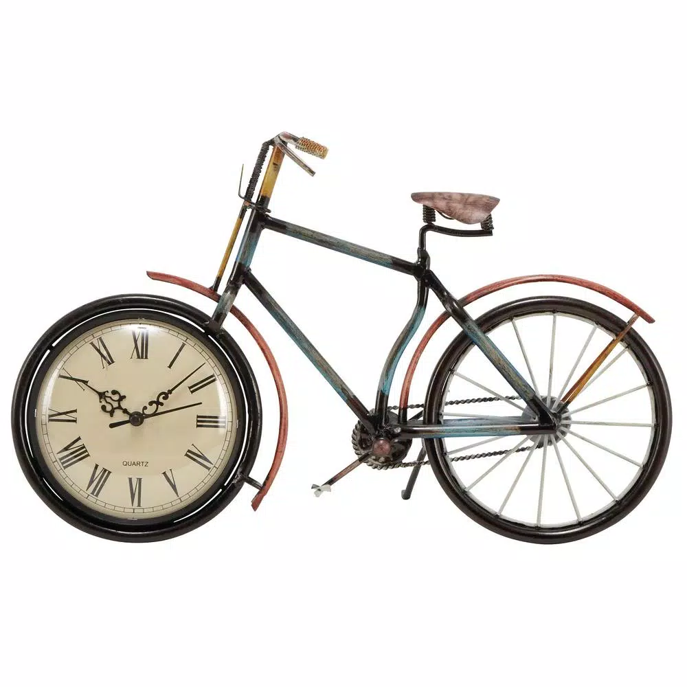 Top 10 π Table Clocks LITTON LANE 10 In. X 16 In. Iron Clock In Bicycle Frame π