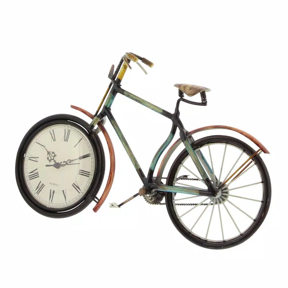 Top 10 π Table Clocks LITTON LANE 10 In. X 16 In. Iron Clock In Bicycle Frame π - Image 5