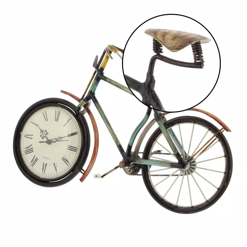 Top 10 π Table Clocks LITTON LANE 10 In. X 16 In. Iron Clock In Bicycle Frame π - Image 6