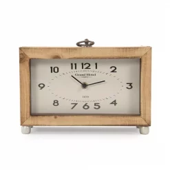 Outlet ✔️ Table Clocks Zentique Wooden Box With Metal Ring Table Clock ✔️