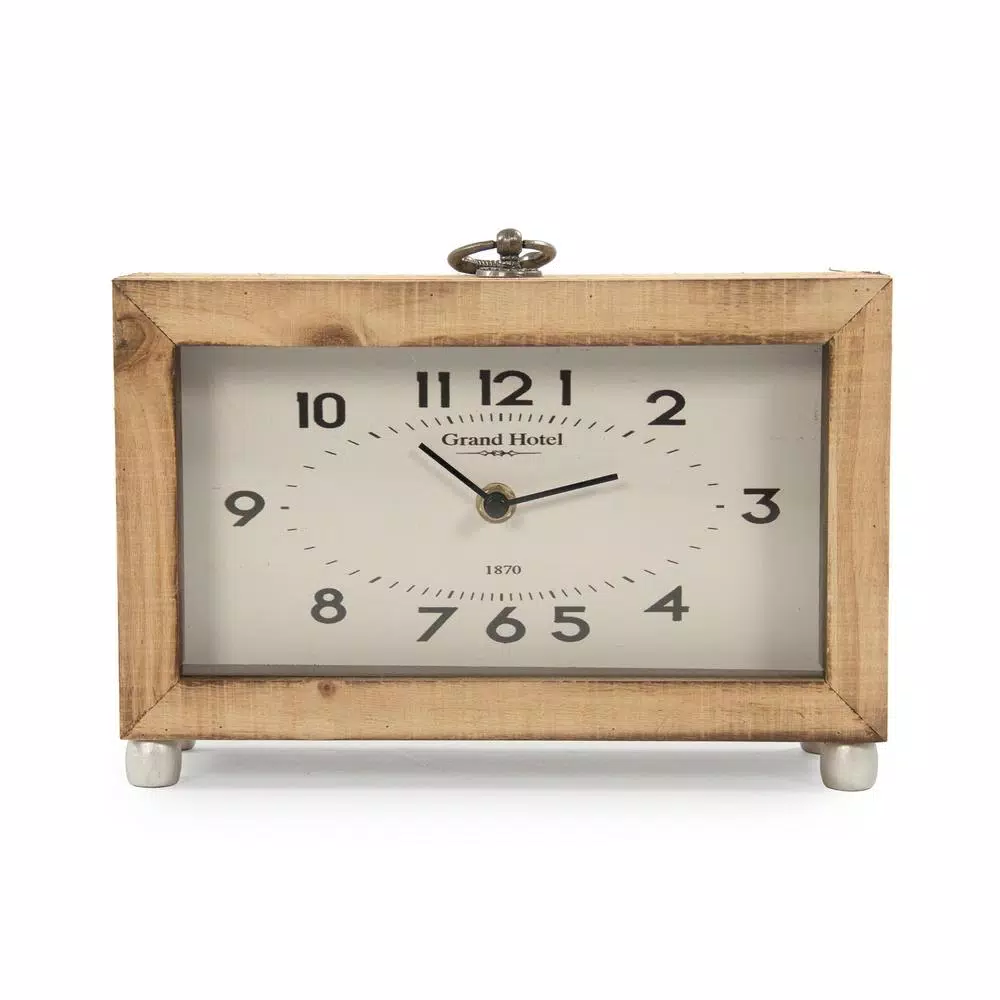 Outlet ✔️ Table Clocks Zentique Wooden Box With Metal Ring Table Clock ✔️