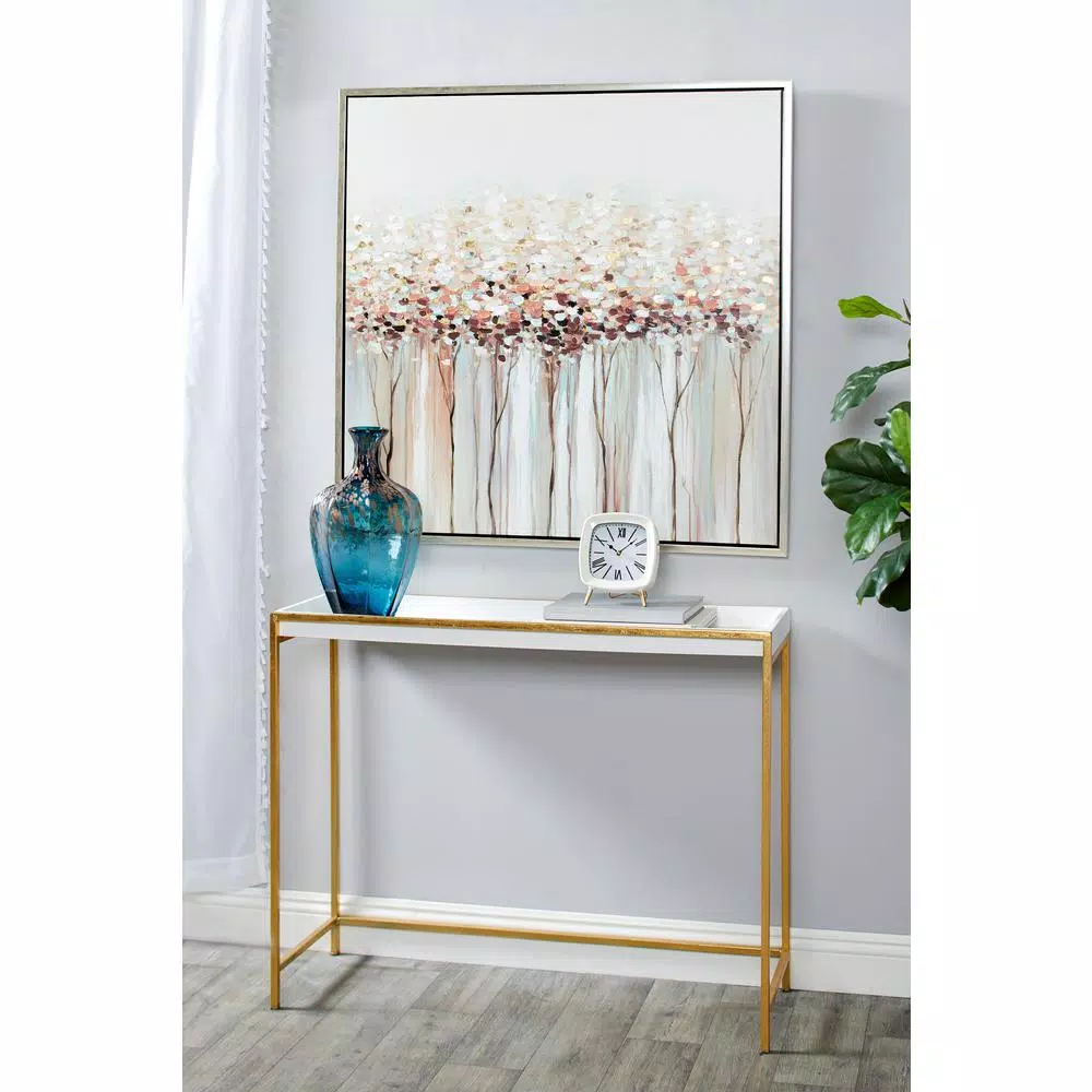 Best Pirce π€© LITTON LANE Square Mauve, White And Blue Metal Table Clocks With Retractable Stands And Gold Feet (Set Of 3) π