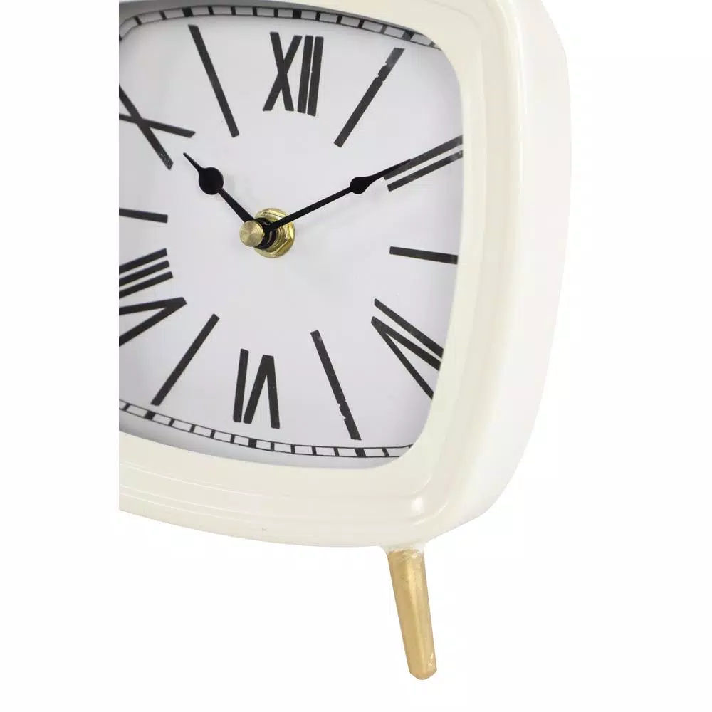 Best Pirce π€© LITTON LANE Square Mauve, White And Blue Metal Table Clocks With Retractable Stands And Gold Feet (Set Of 3) π - Image 4