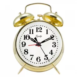 Cheapest ๐ฅฐ Table Clocks Equity By La Crosse Analog 4.5 In. Round Gold Metal Twin Bell Keywind Alarm Clock ๐