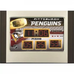 Buy 🎉 Table Clocks Team Sports America Pittsburgh Penguins NHL Multi-Color Scoreboard Alarm Clock 🎉