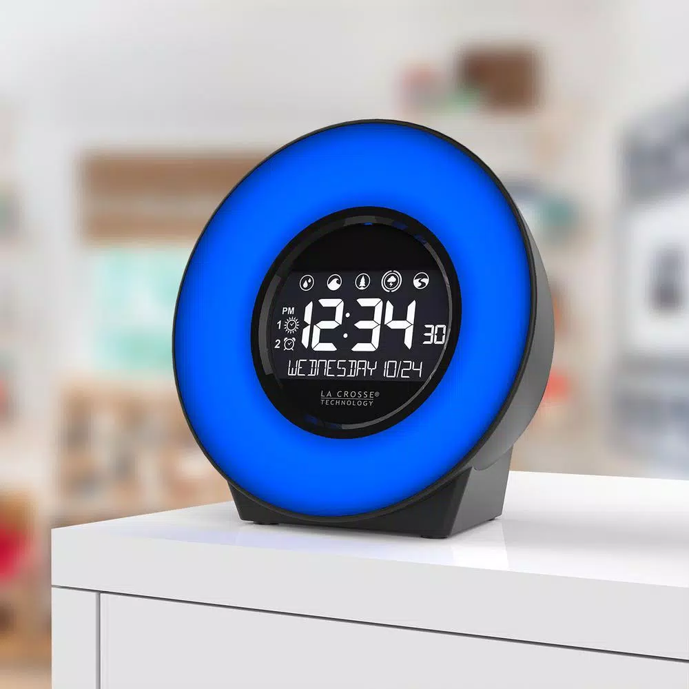 Brand new ❤️ Table Clocks La Crosse Technology Color Mood Light Desk Clock With 5-Soothing Nature Sounds And USB Port ✔️ - Image 9