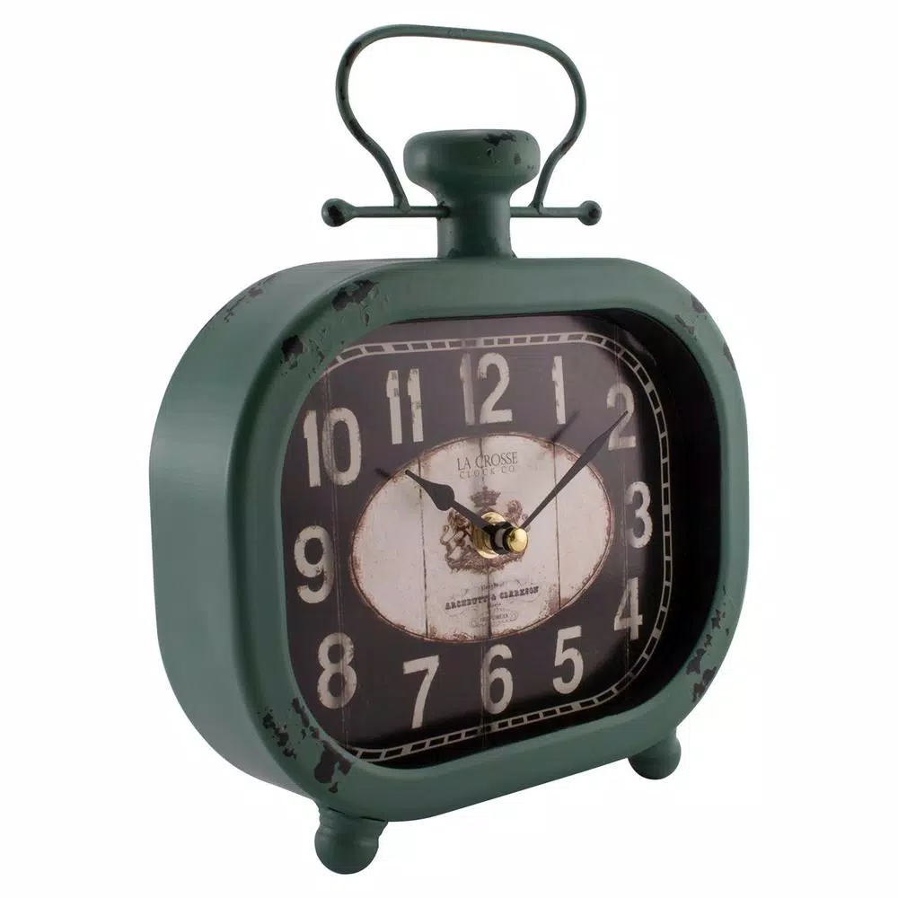Discount π Table Clocks La Crosse Technology Distressed Teal Metal Decorative Clock π― - Image 2