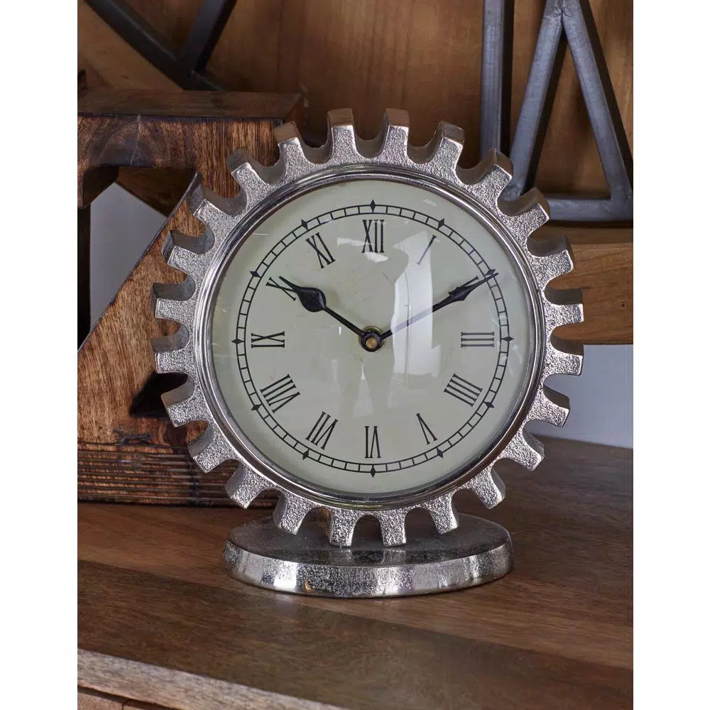 Wholesale 👍 Table Clocks LITTON LANE Vintage Silver Gear Table Clock 👍