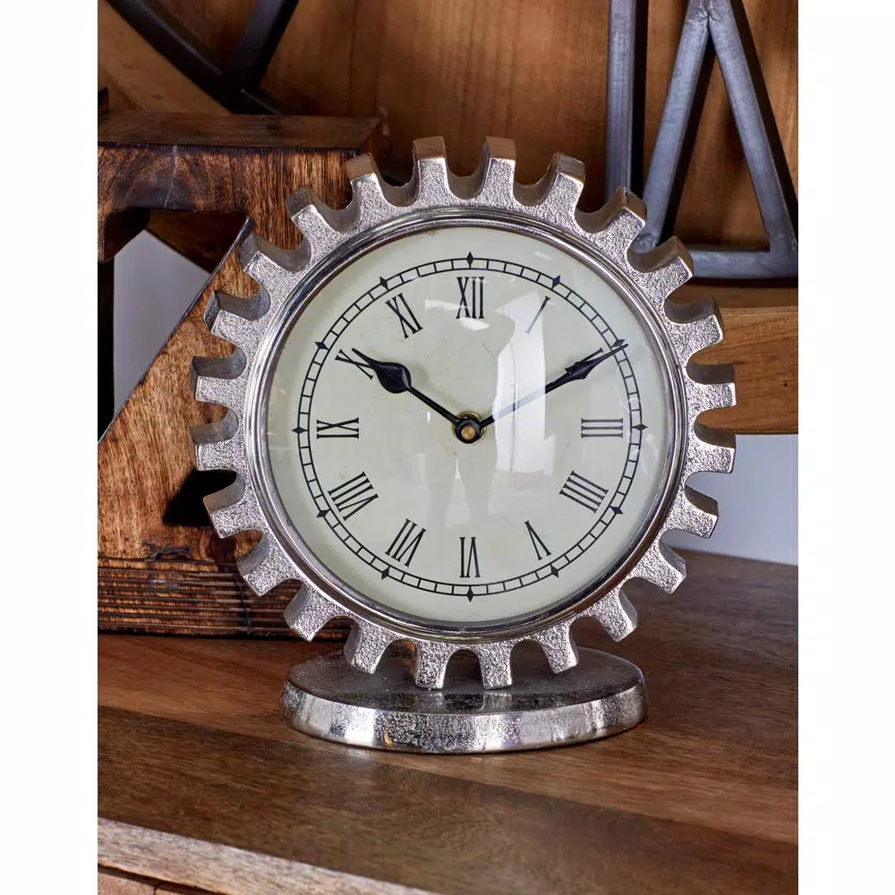 Wholesale 👍 Table Clocks LITTON LANE Vintage Silver Gear Table Clock 👍 - Image 5