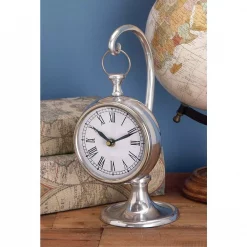 Hot Sale ❤️ Table Clocks LITTON LANE 11 In. X 5 In. Classic Aluminum Round Table Clock 🎉