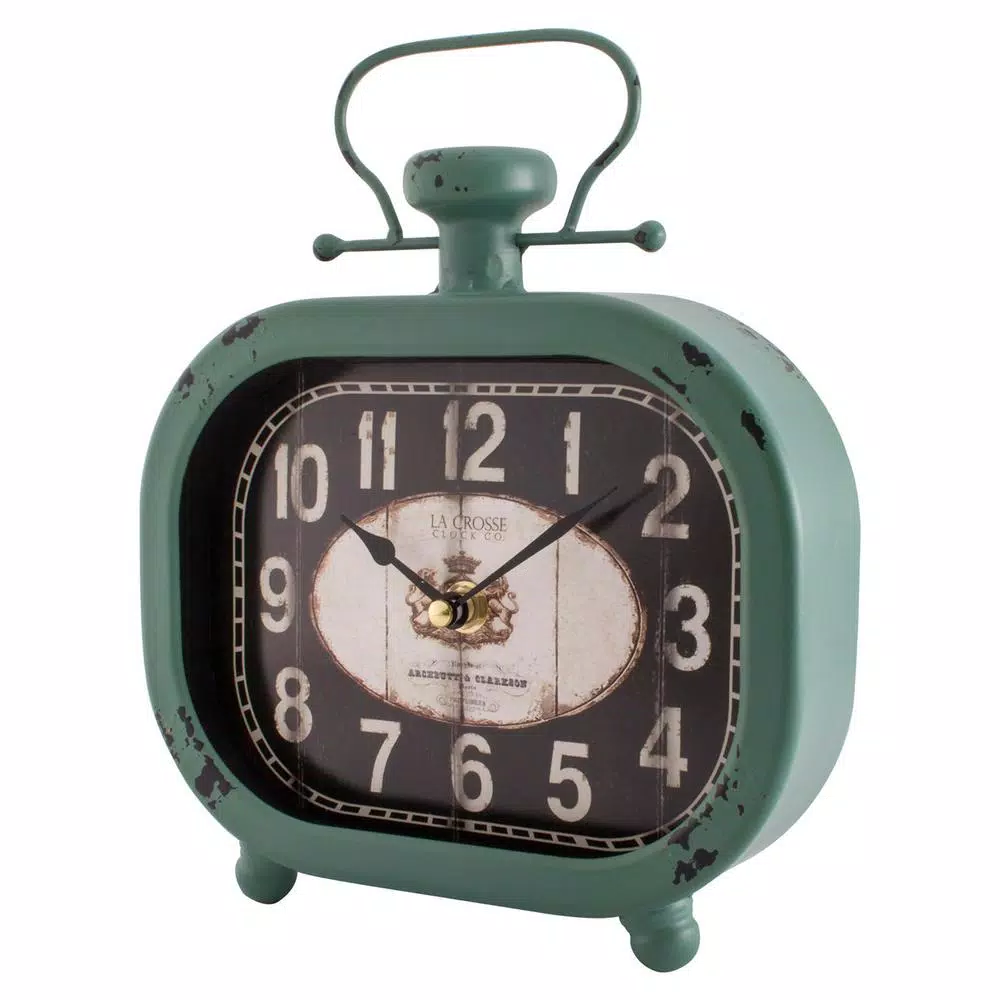 Discount π Table Clocks La Crosse Technology Distressed Teal Metal Decorative Clock π― - Image 3