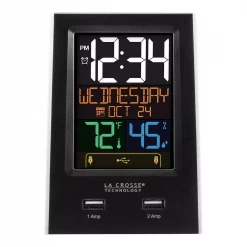 Outlet ⌛ Table Clocks La Crosse Technology Desktop Dual USB Charging Clock With Alarm And Nap Timer 🛒