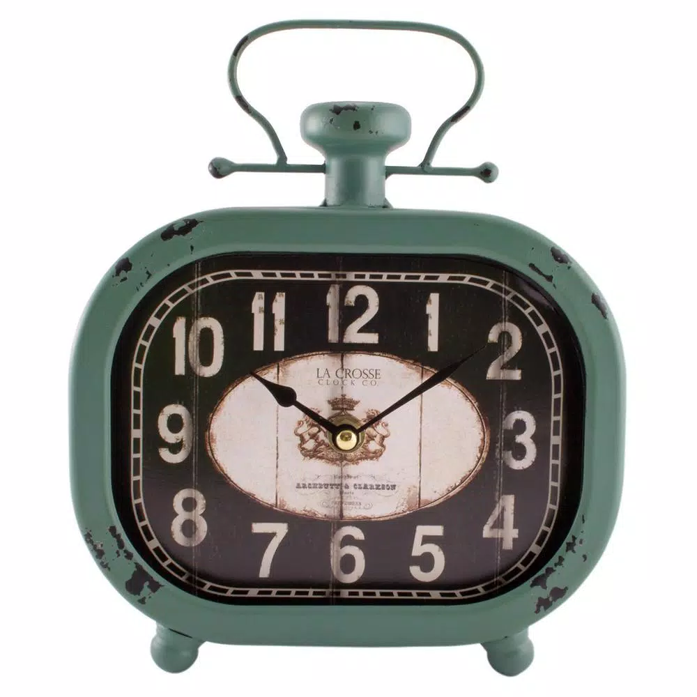 Discount π Table Clocks La Crosse Technology Distressed Teal Metal Decorative Clock π― - Image 4