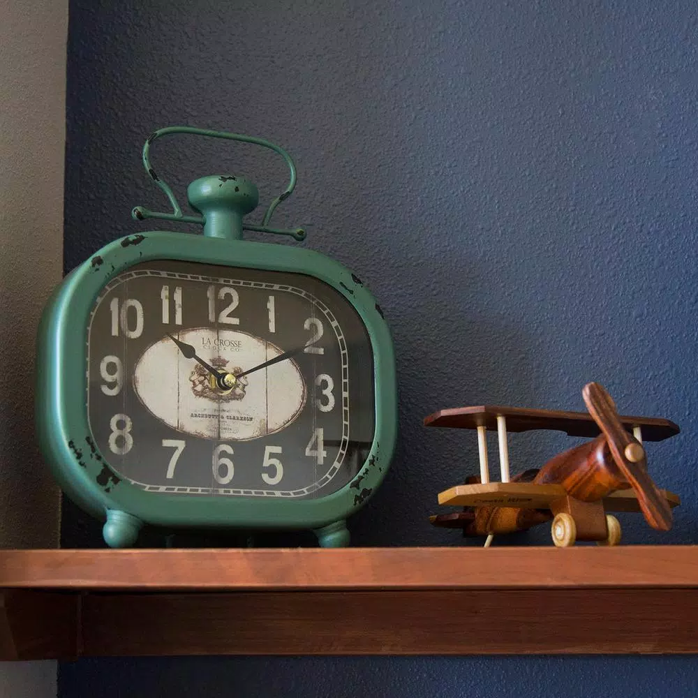 Discount π Table Clocks La Crosse Technology Distressed Teal Metal Decorative Clock π― - Image 5