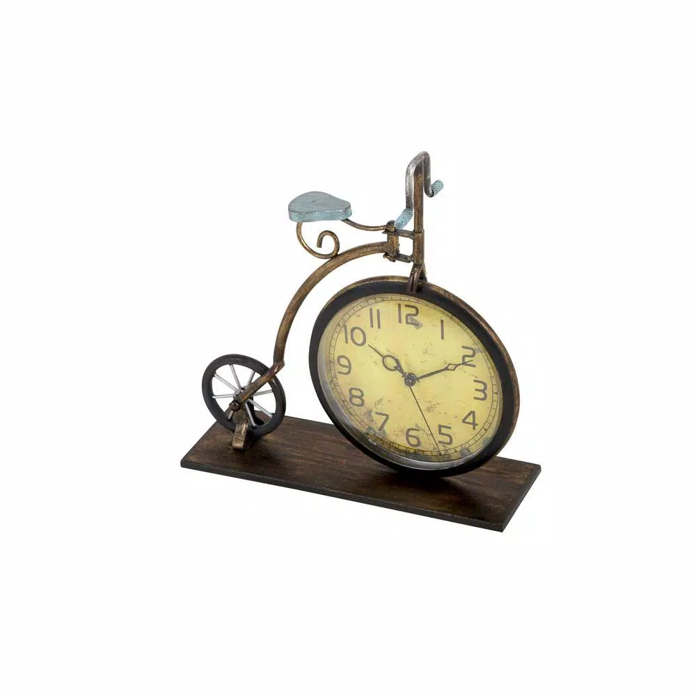 Best Sale π Table Clocks LITTON LANE 13 In. X 12 In. Brown And Tan Vintage-Style Bicycle Table Clock π₯ - Image 2