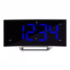 Outlet 🤩 Table Clocks La Crosse Technology 1.8 In. Curved Blue LED Atomic Dual Alarm Clock 🛒