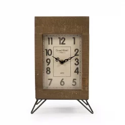 Promo π Table Clocks Zentique Wooden Rectangular Table Clock On Metal Legs β€οΈ
