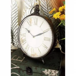 New 🛒 LITTON LANE 12 In. X 9 In. Vintage-Style Black Round Peg-Legged Table Clocks (Set Of 4) 😍