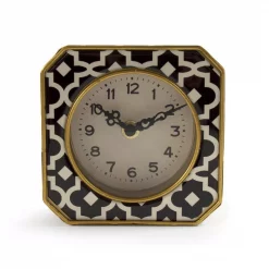 Top 10 ✨ Table Clocks Zentique Black And White Pattern With Gold Trimmed Rounded Square Table Clock 👍