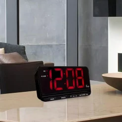 Flash Sale 😀 Table Clocks Equity By La Crosse Extra-Large 3 In. Red LED Electric Alarm Table Clock With HI/LO Settings 🎉