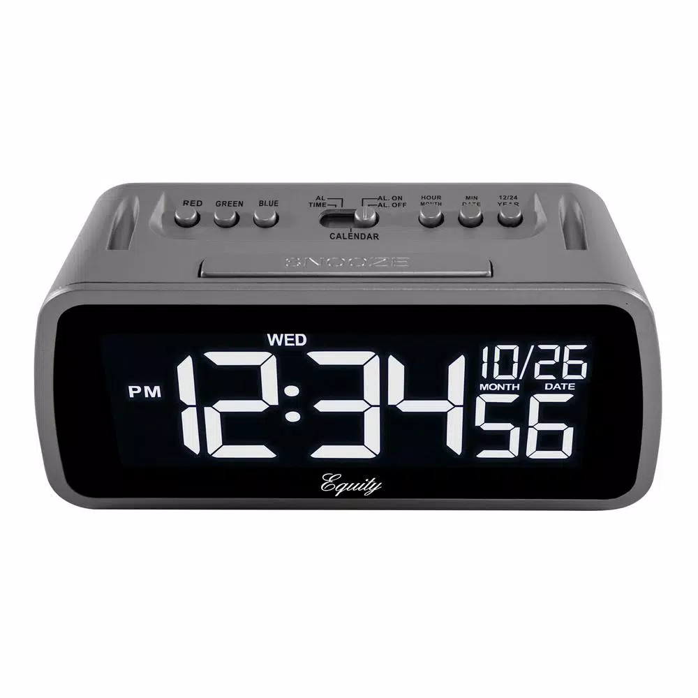 Outlet β€οΈ Table Clocks Equity By La Crosse Digital 6 X 4 In. LCD Interchangeable Color Display Alarm Clock β€οΈ - Image 3