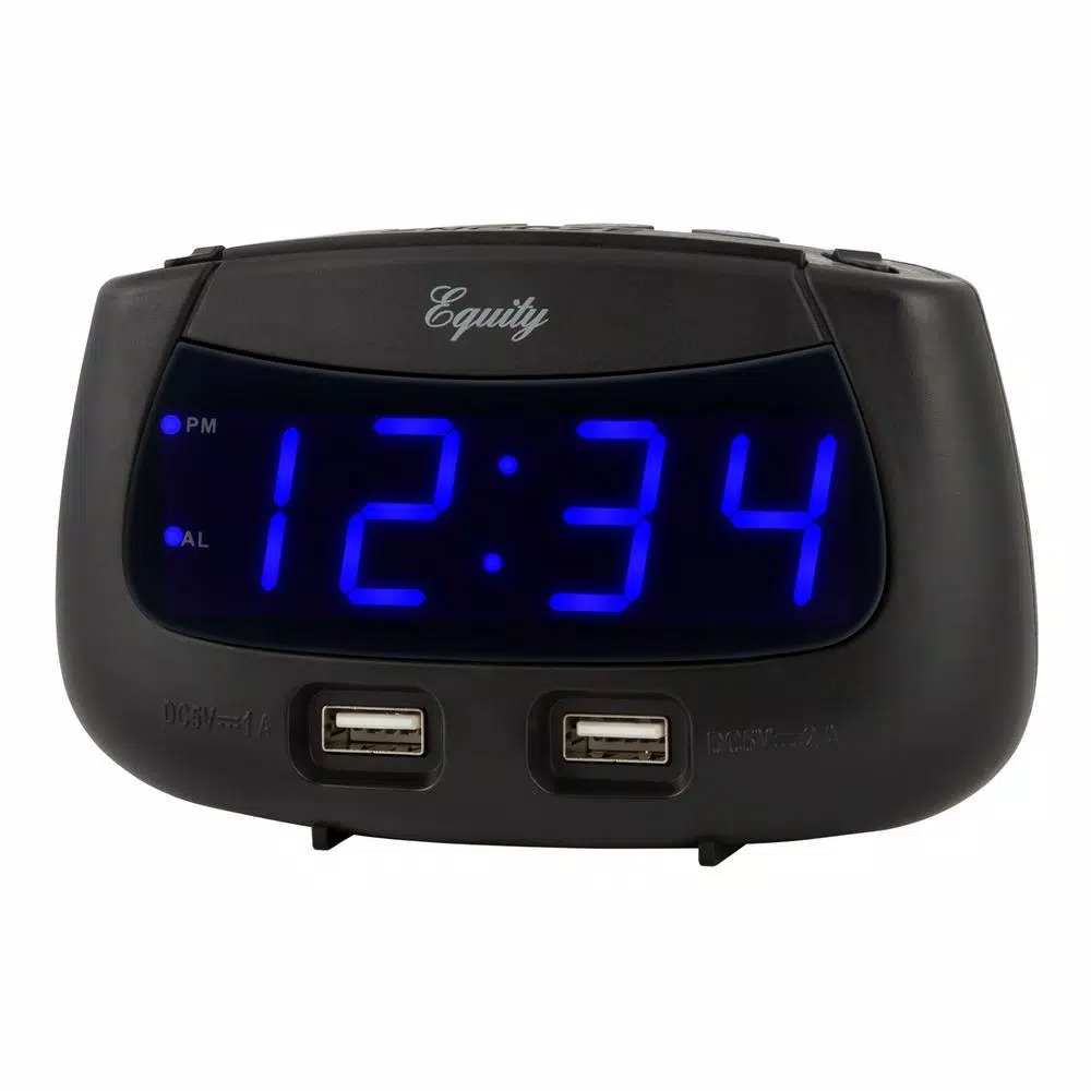 New π₯ Table Clocks Equity By La Crosse 0.9 In. Blue LED Dual USB Digital Alarm Clock π