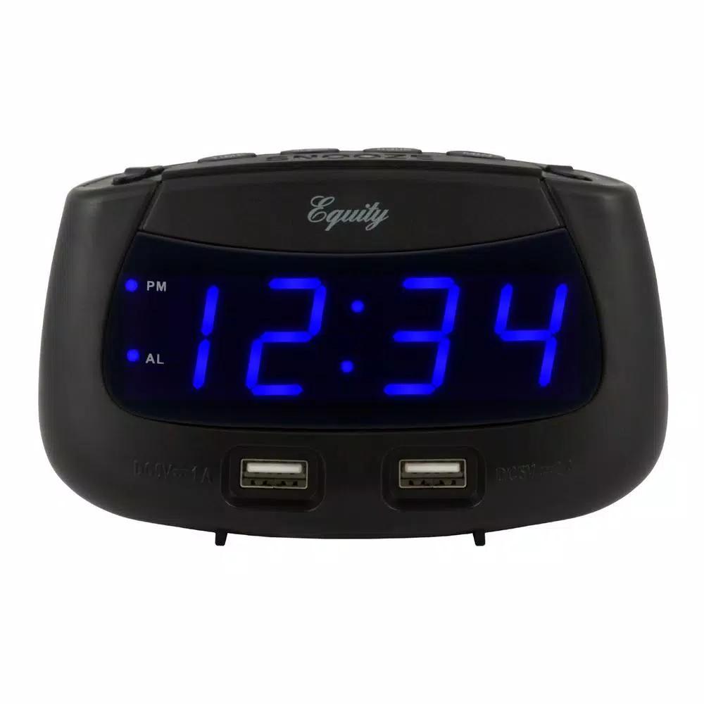 New π₯ Table Clocks Equity By La Crosse 0.9 In. Blue LED Dual USB Digital Alarm Clock π - Image 3