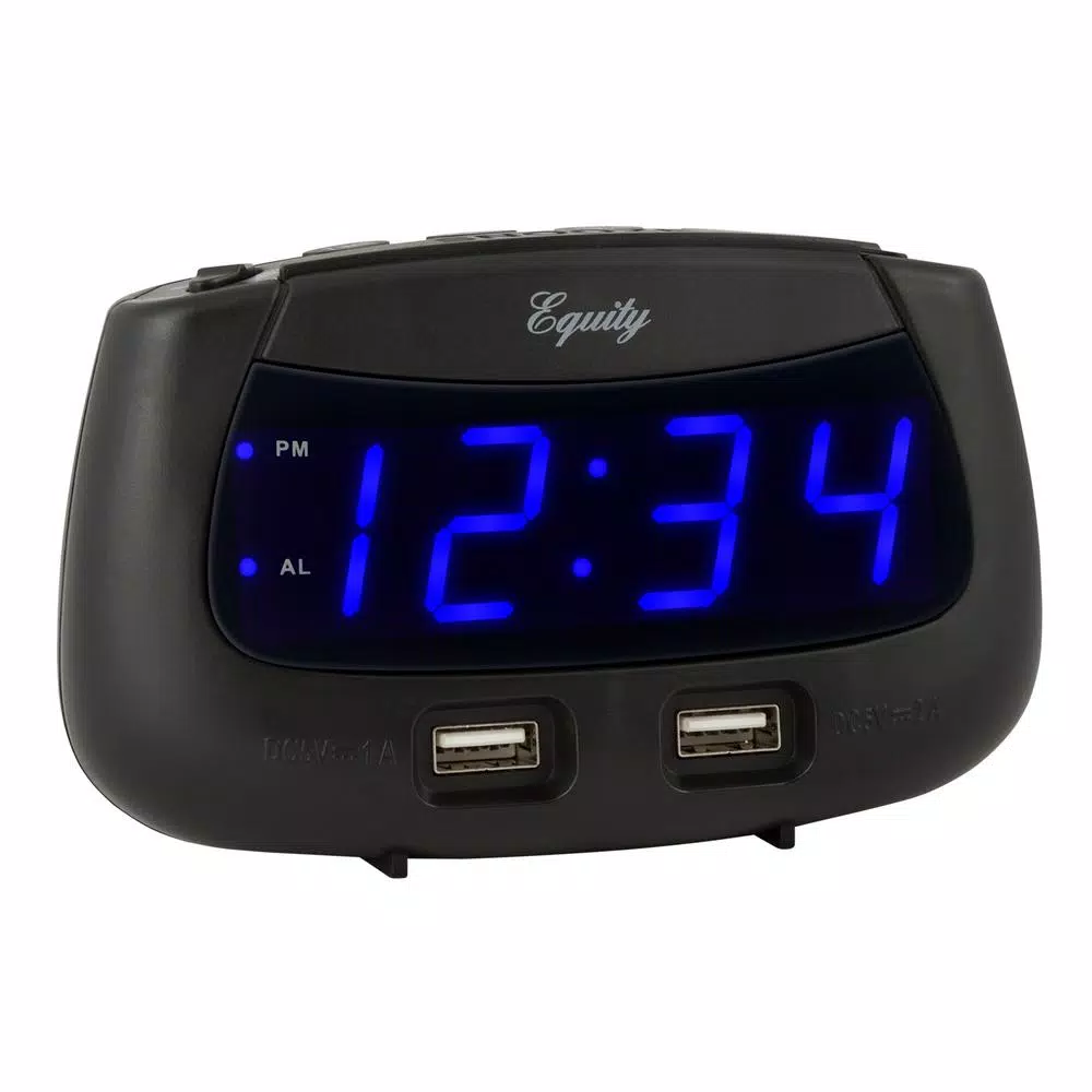 New π₯ Table Clocks Equity By La Crosse 0.9 In. Blue LED Dual USB Digital Alarm Clock π - Image 5