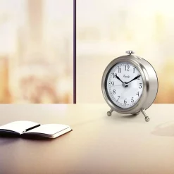 Hot Sale 👍 Table Clocks Equity By La Crosse Small 3 In. Metal Quartz Alarm Table Clock 🧨