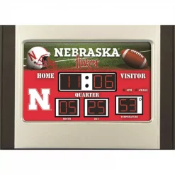 Budget 🎁 Table Clocks Team Sports America University Of Nebraska NCAA Multi-Color Scoreboard Alarm Clock 🌟