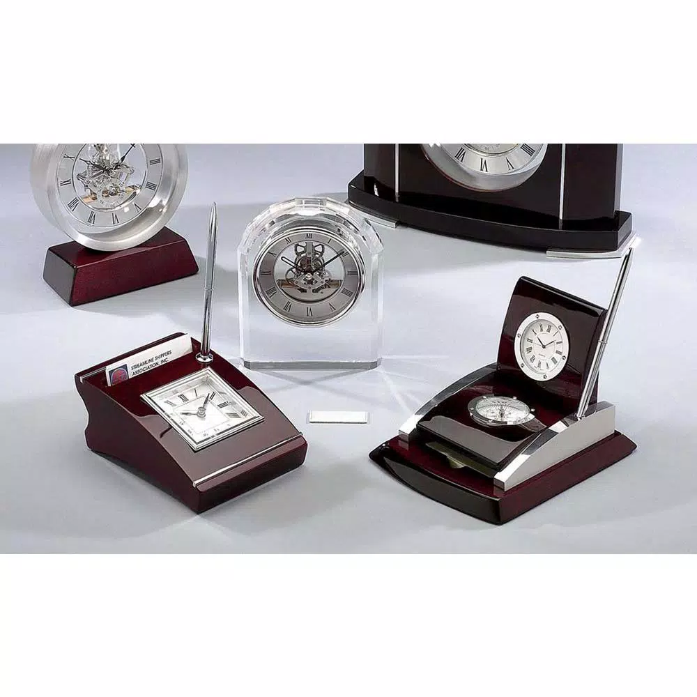Outlet ๐ฅฐ Table Clocks Heim Concept Silver Wood Clock With Cardholder And Pen ๐ - Image 3