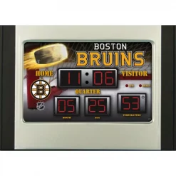 Promo ✔️ Table Clocks Team Sports America Boston Bruins 6.5 In. X 9 In. Scoreboard Alarm Clock With Temperature 😀