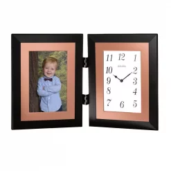 Best Pirce 👏 Table Clocks Bulova 8.5 In. H X 13.25 In. W Hinged Clock And Photo Combination In Black Metal 🛒